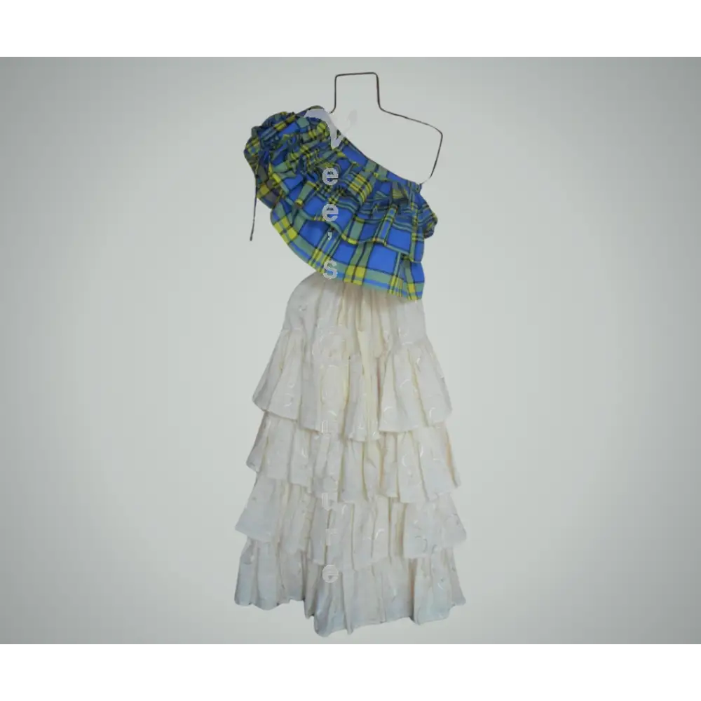 Layered Top Blue Madras Skirt